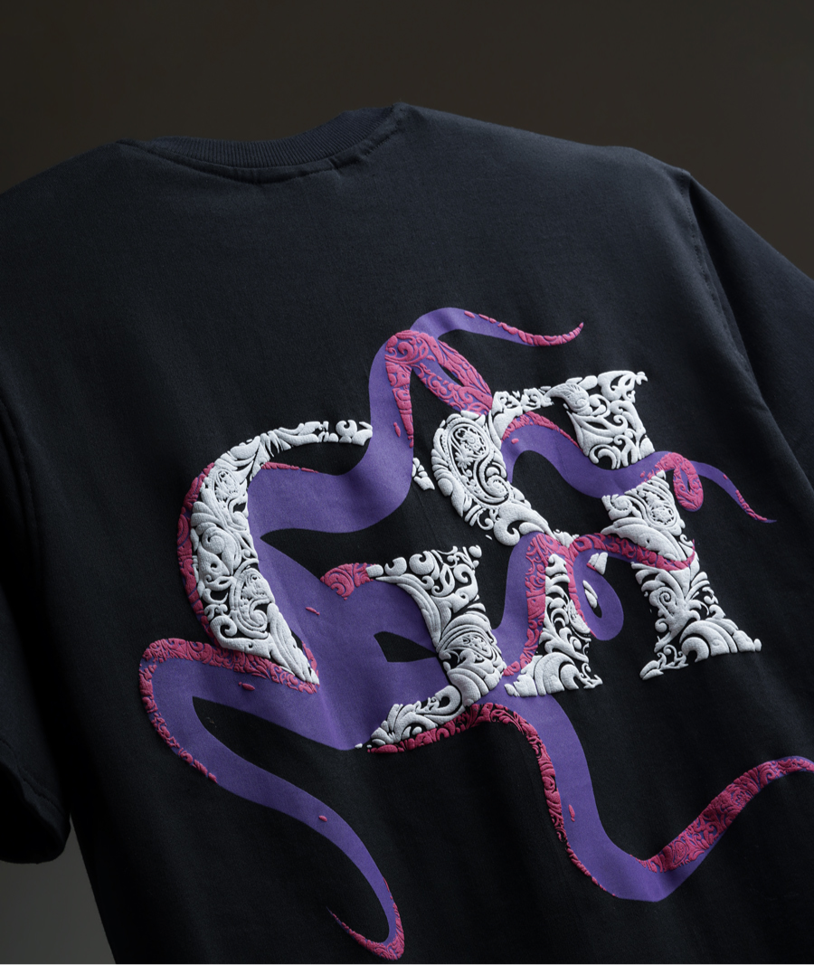 Paisley octopus in Black